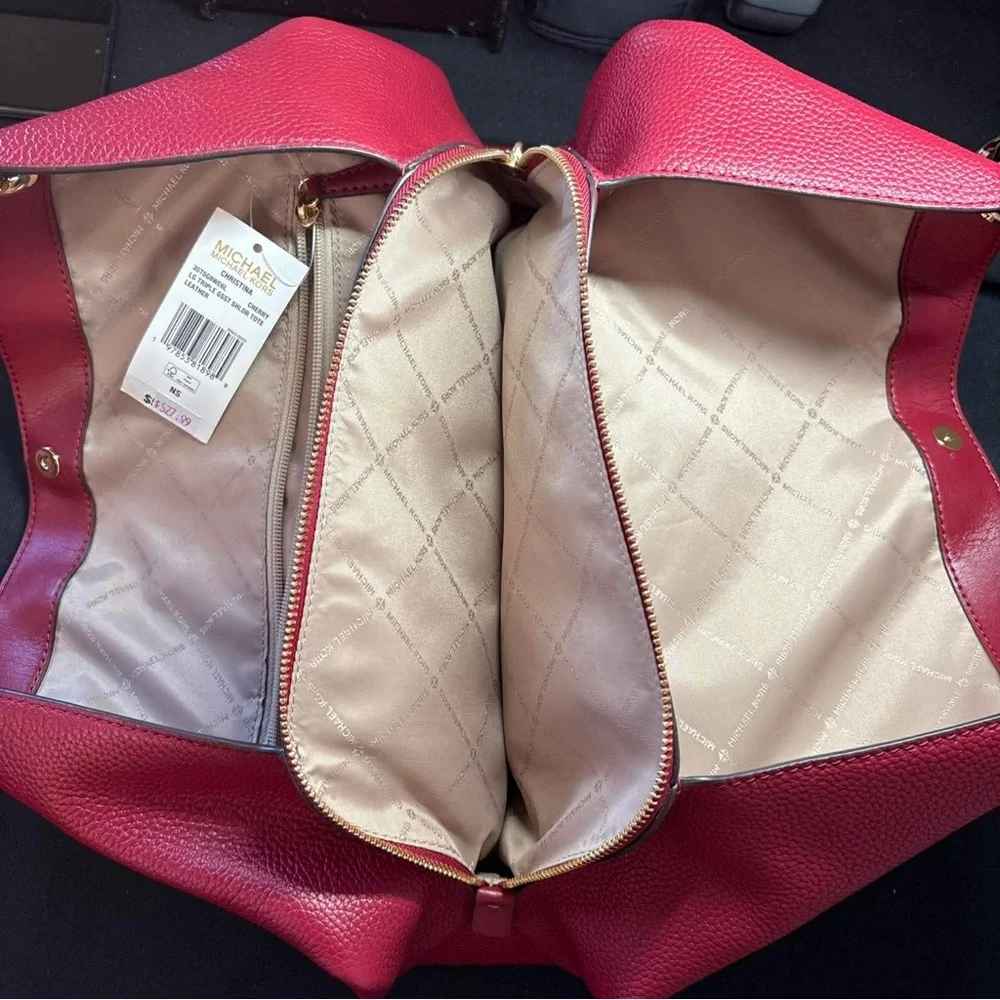 Michael Kors Red Leather Shoulder Bag Brand New - Picture 5 of 11